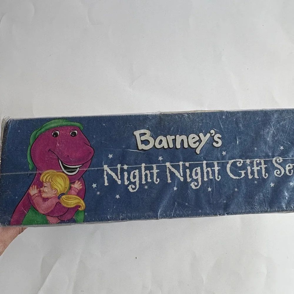 Vintage 1998 Barney Night Night Gift Set Plush Board Book Light Up Toy NEW